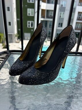 Ted Baker Cinders Black Glitter Stiletto Pumps Party Halloween